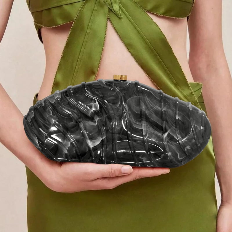 NEWROGENG Acrylic Clutch Purse for Women Evening Bag, Irregular Shell Acrylic Purse Box Clutch with Chain for Party Wedding Prom - Image 4